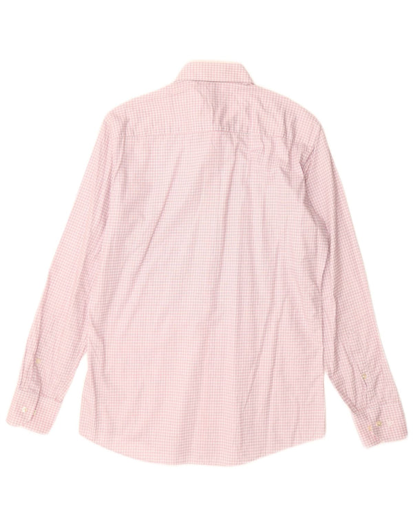 Camicia da uomo dalla vestibilità regolare Roy Robson taglia 39 15 1/2 cotone a quadri rosa medio