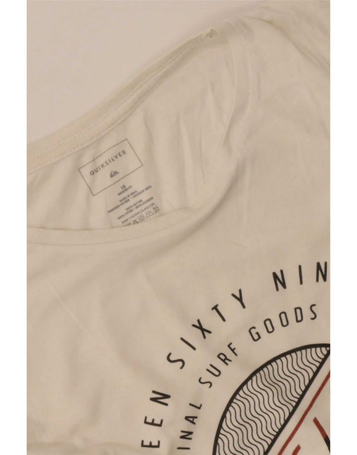Top grafico da bambino Quiksilver manica lunga 15-16 anni color block bianco