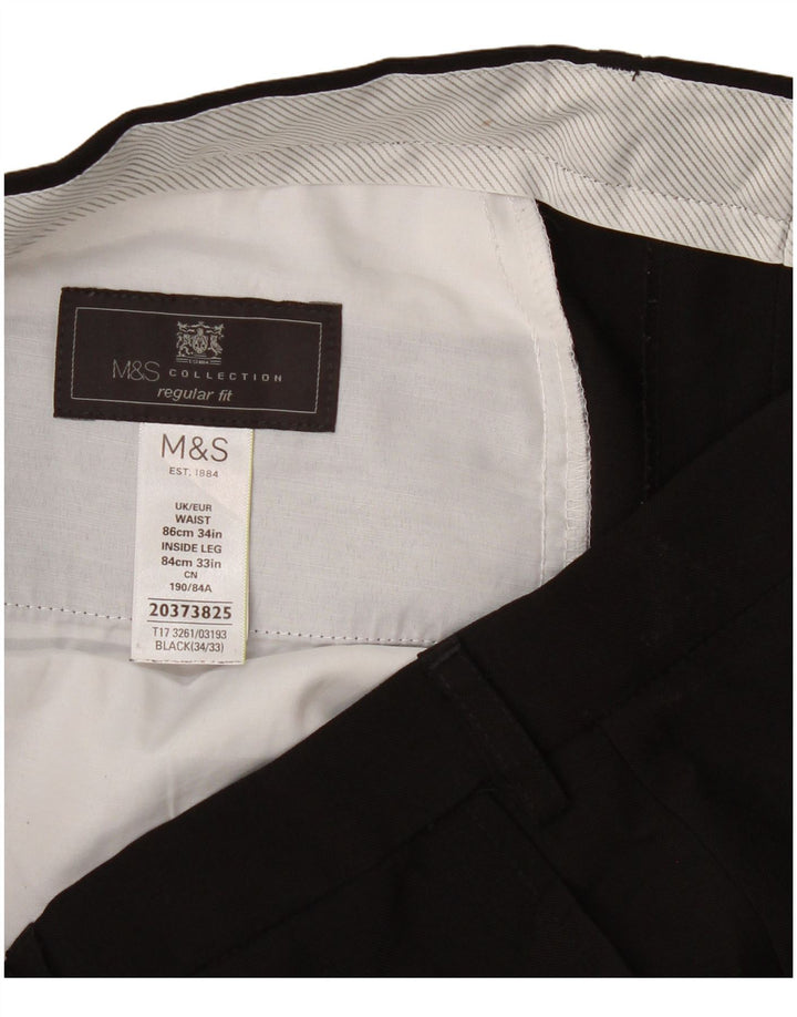 Pantaloni da abito dritti da uomo Marks & Spencer vestibilità regolare W34 L33 neri