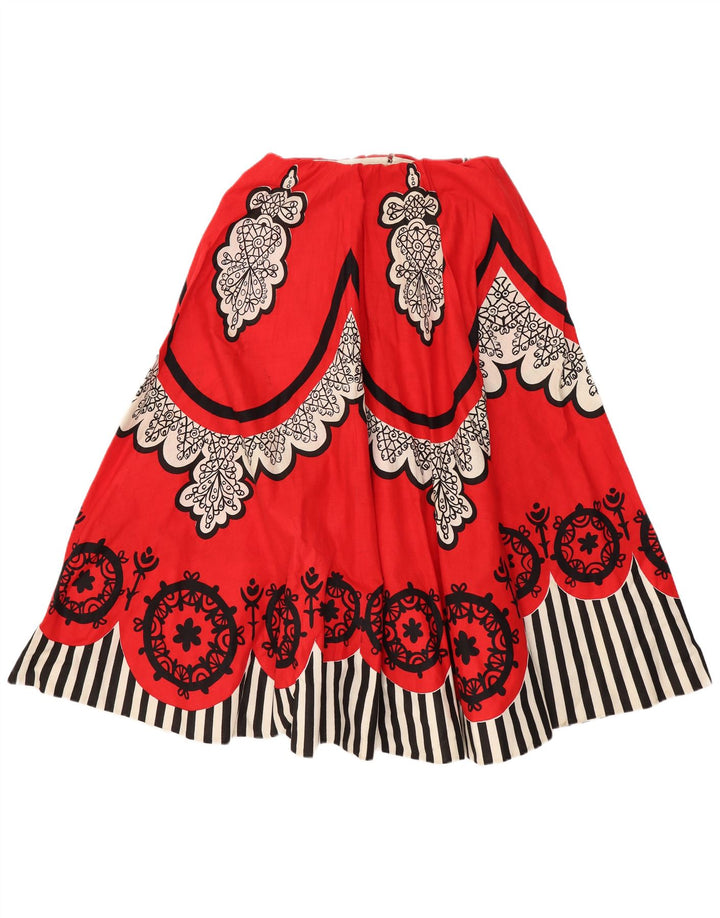 Gonna a trapezio da donna vintage W26 piccola rossa geometrica