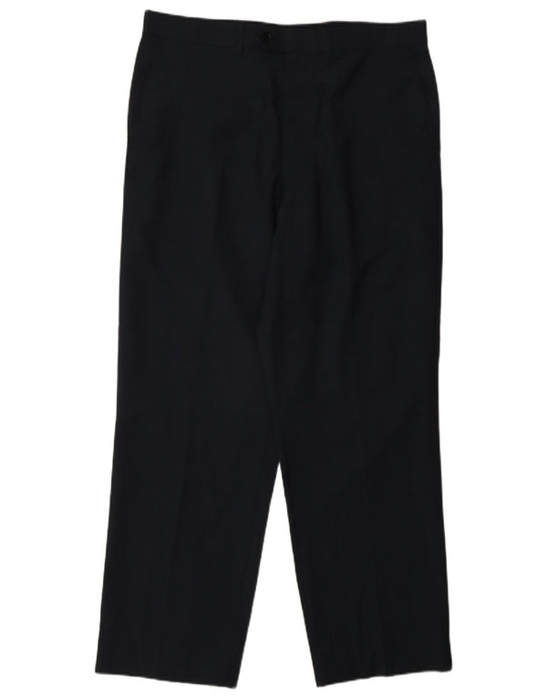 Pantaloni casual dritti da uomo Marks & Spencer W34 L29 lana blu navy