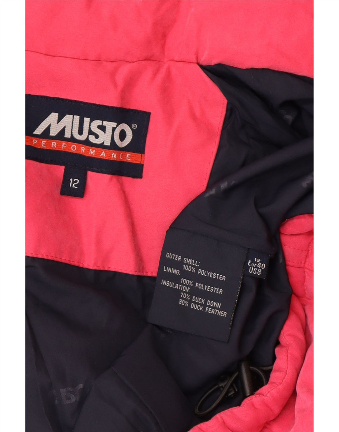 Giacca imbottita con cappuccio da donna Musto UK 12 Poliestere rosa medio