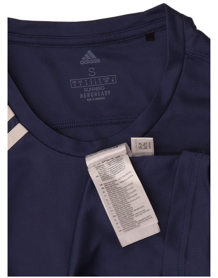 Maglietta Adidas Aeroready da uomo, piccola, in poliestere blu navy