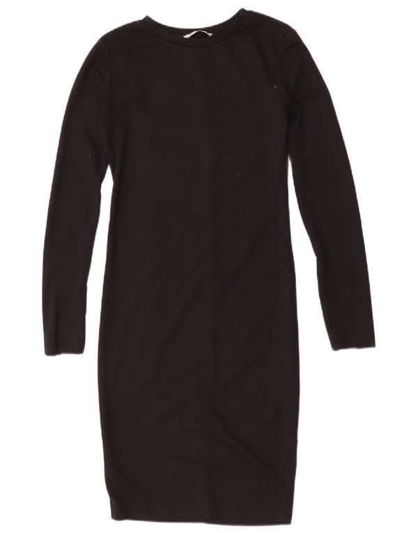Vestito aderente a maniche lunghe da donna Zara UK 10 piccolo nero
