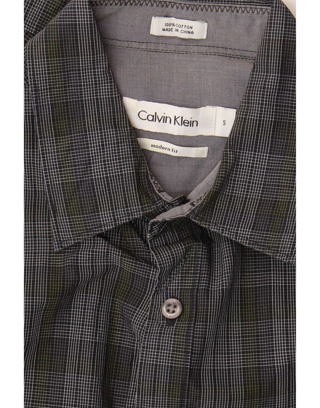 Camicia da uomo Calvin Klein Modern Fit piccola in cotone a quadri grigi
