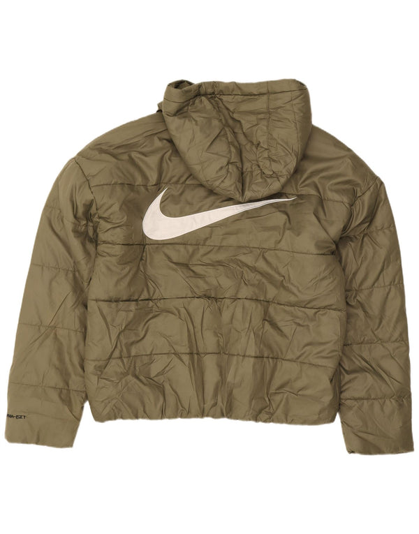 Giacca imbottita oversize grafica Nike Therma-Fit da donna UK 10 Small Khaki