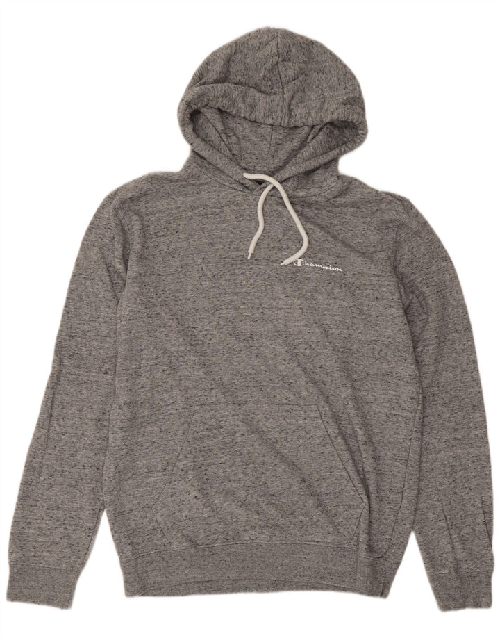 Felpa con cappuccio da uomo Champion in cotone chiazzato grigio medio