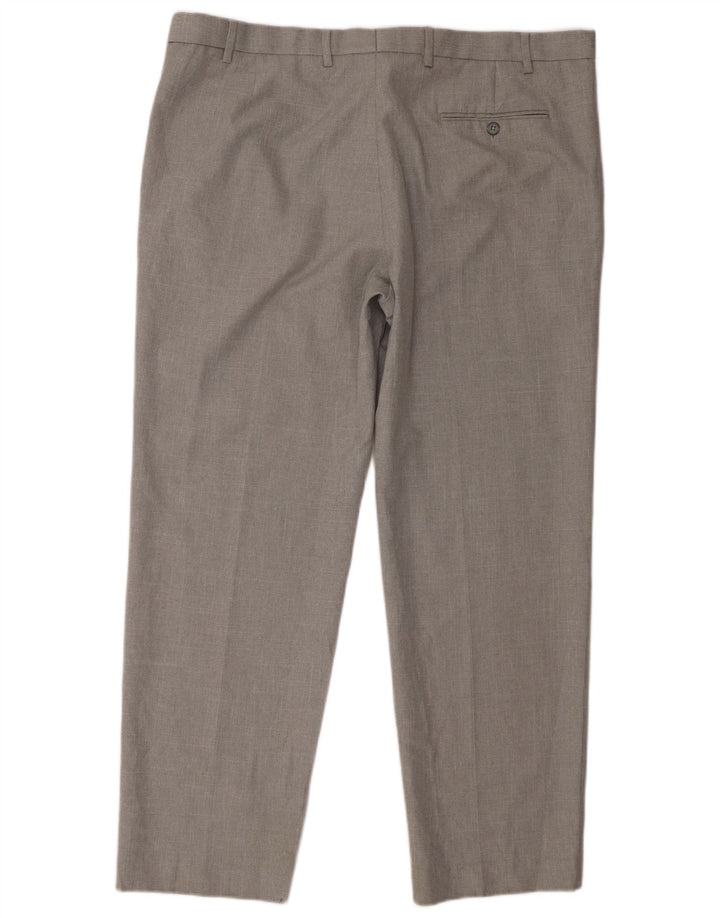 Pantaloni da abito regolari da uomo Marks & Spencer W42 L31 poliestere grigio