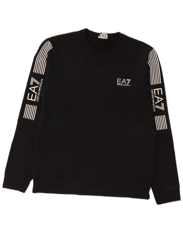 Emporio Armani Felpa grafica da uomo Maglione grande cotone a righe nere