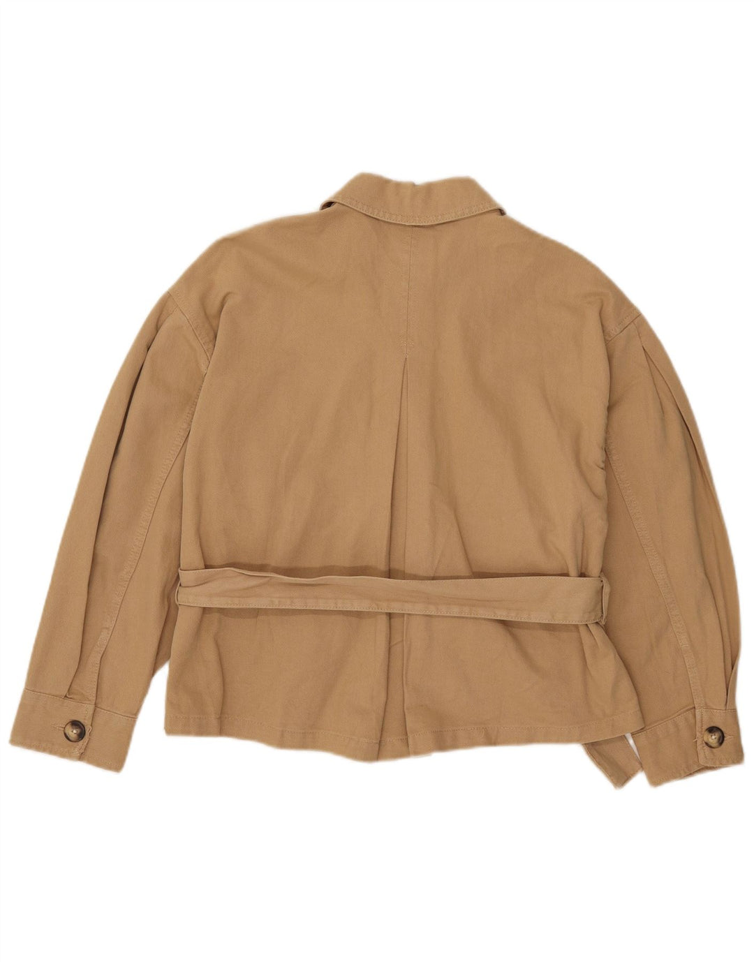 Giacca utilitaria oversize con maniche a 3/4 da donna Zara UK 10 piccola in cotone beige
