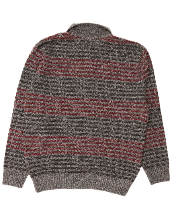 Maglione da uomo Barisal con collo alto, poliacrilico a righe grigio medio