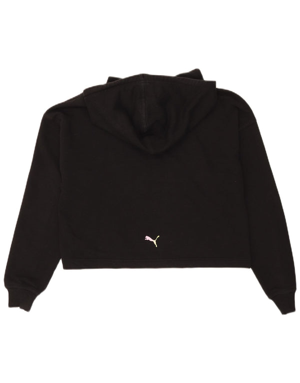 Felpa con cappuccio grafica corta oversize da donna Puma UK 6 XS cotone nero