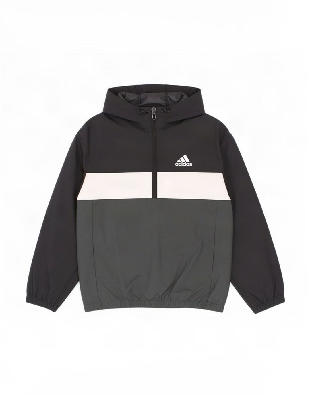 Giacca antipioggia Adidas da ragazzo con cappuccio e pullover 7-8 anni, color block nero