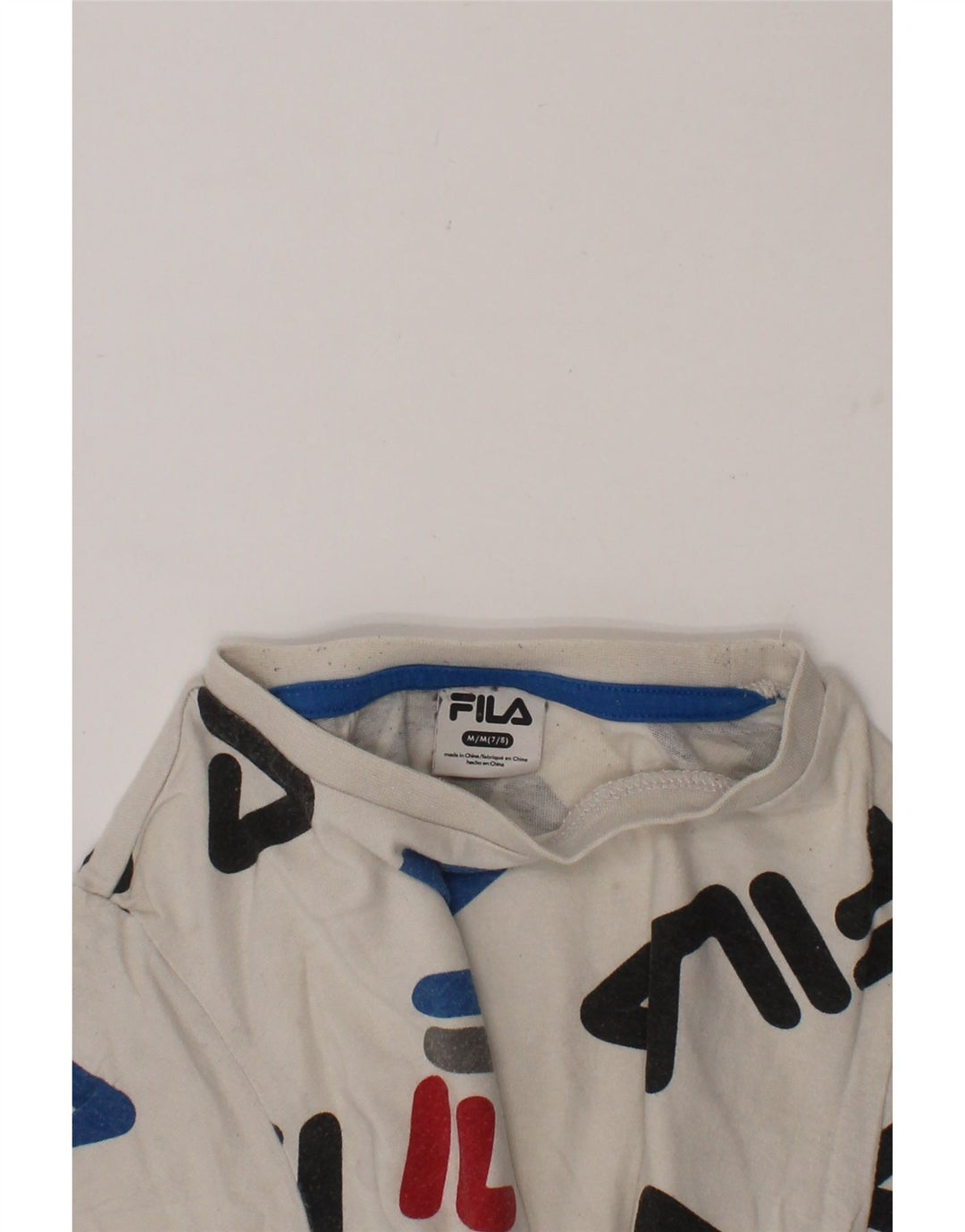 FILA Boys Graphic T-Shirt Top 7-8 Years Medium Off White Cotton Vintage Fila and Second-Hand Fila from Messina Hembry 