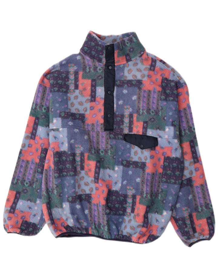 Maglione in pile da uomo con bottoni e collo Rifle XL in poliestere patchwork multicolore