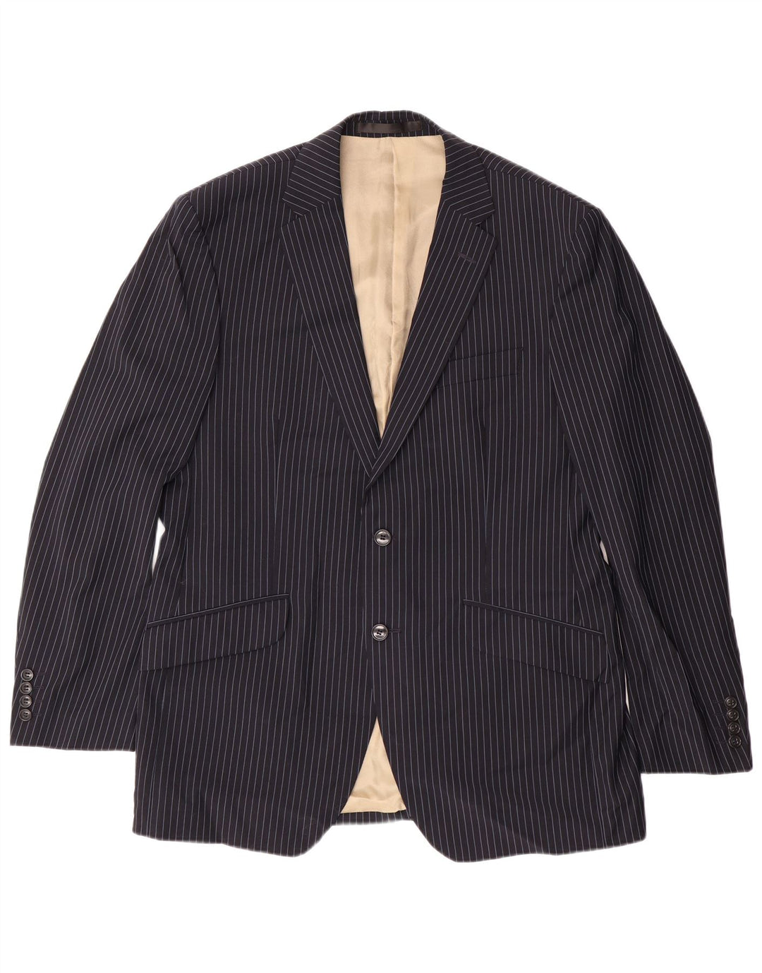 MARKS & SPENCER Mens Blazer Jacket UK 38 Medium Navy Blue Pinstripe