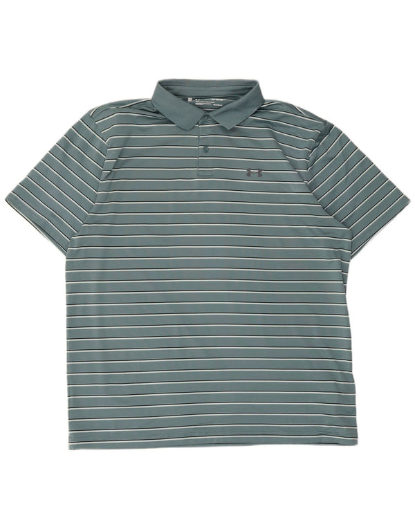 Polo Under Armour da uomo Heat Gear XL in poliestere a righe verdi