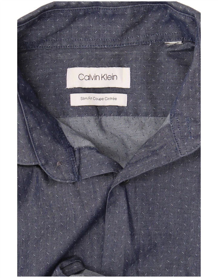CALVIN KLEIN Camicia slim fit da uomo blu navy medio maculato