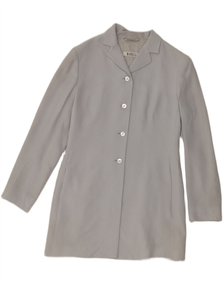 Giacca blazer lunga da donna a 4 bottoni Marella UK 10 Small Rayon blu