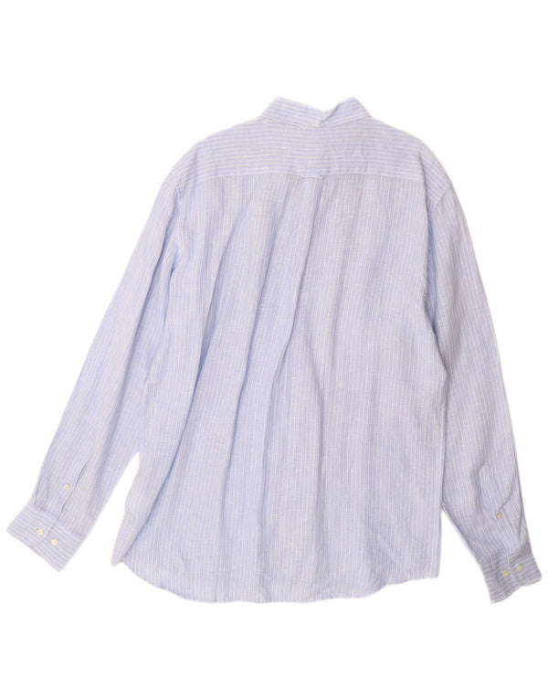 Gant Camicia da uomo vestibilità regolare taglia 43/44 17 1/2 XL Lino gessato blu