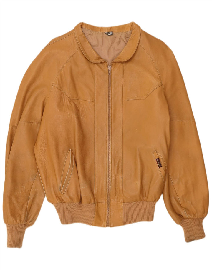 Giacca in pelle vintage da uomo UK 38 in pelle marrone medio