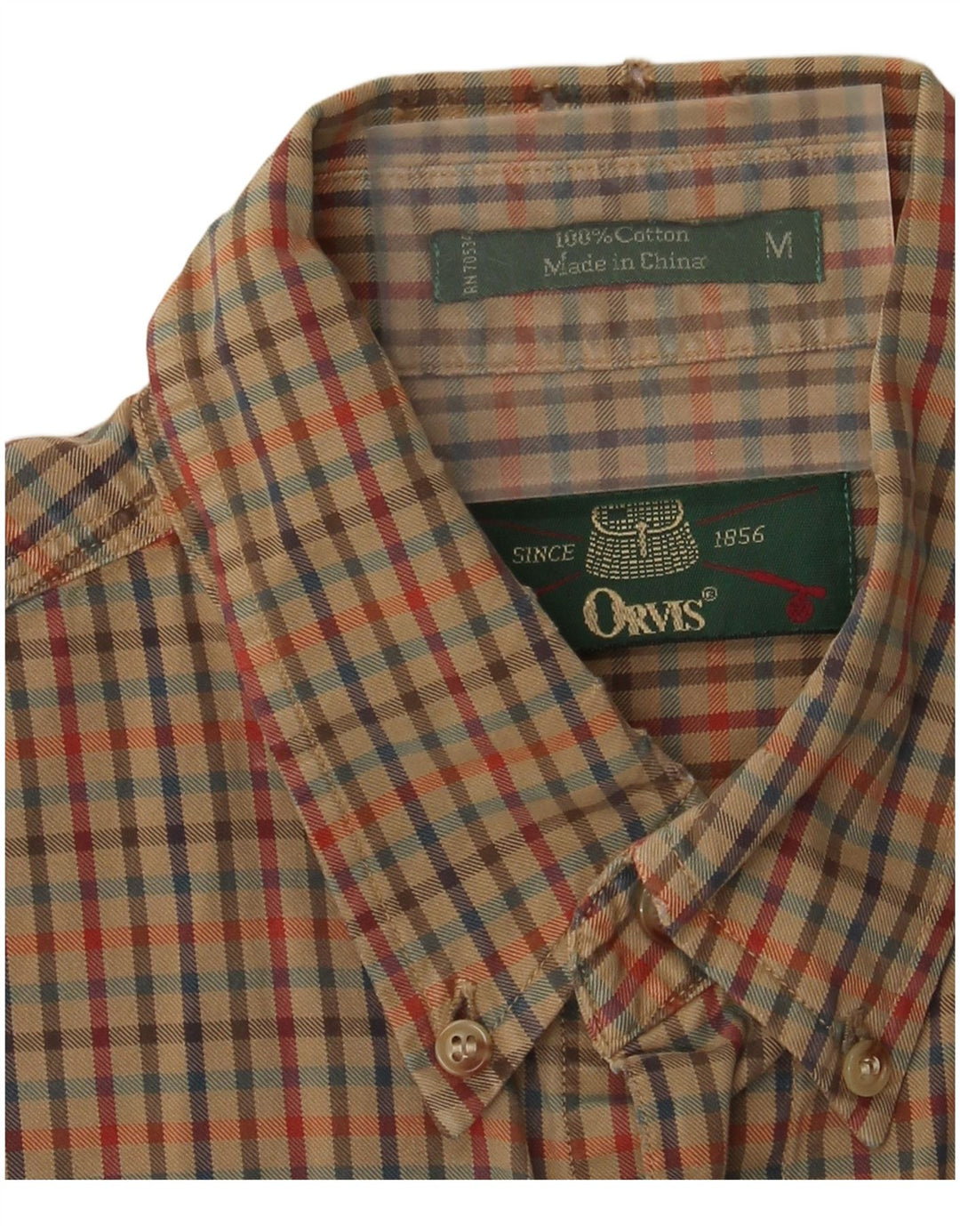 Camicia da uomo Orvis in cotone a quadretti kaki medio