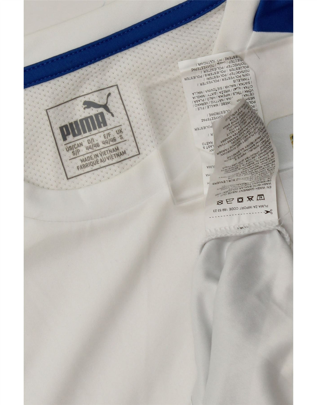 PUMA Mens Italia Graphic T-Shirt Top Small White Striped Polyester Vintage Puma and Second-Hand Puma from Messina Hembry 