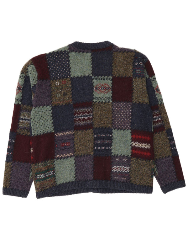 Maglione cardigan da donna Eddie Bauer UK 14 Patchwork multicolore medio