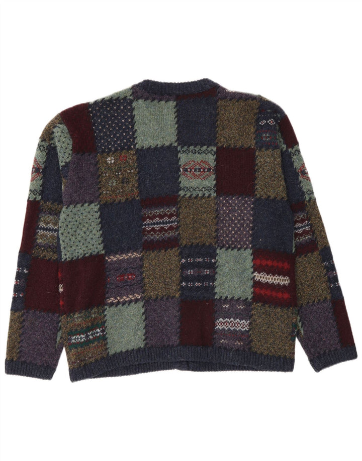 Maglione cardigan da donna Eddie Bauer UK 14 Patchwork multicolore medio