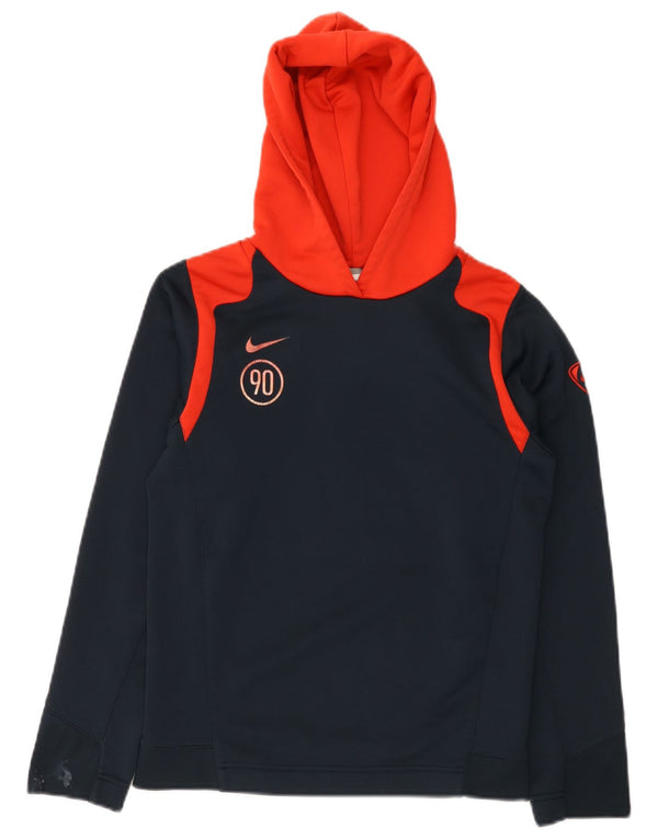 Felpa con cappuccio grafica Nike da ragazzo 12-13 anni Large Blu Navy Colourblock