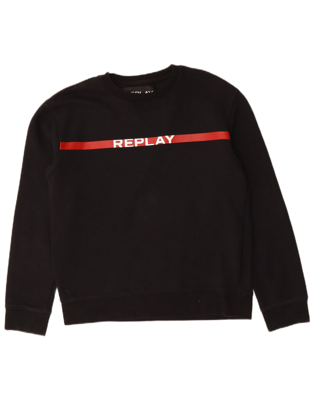 Felpa grafica da uomo Replay, maglione, cotone nero medio