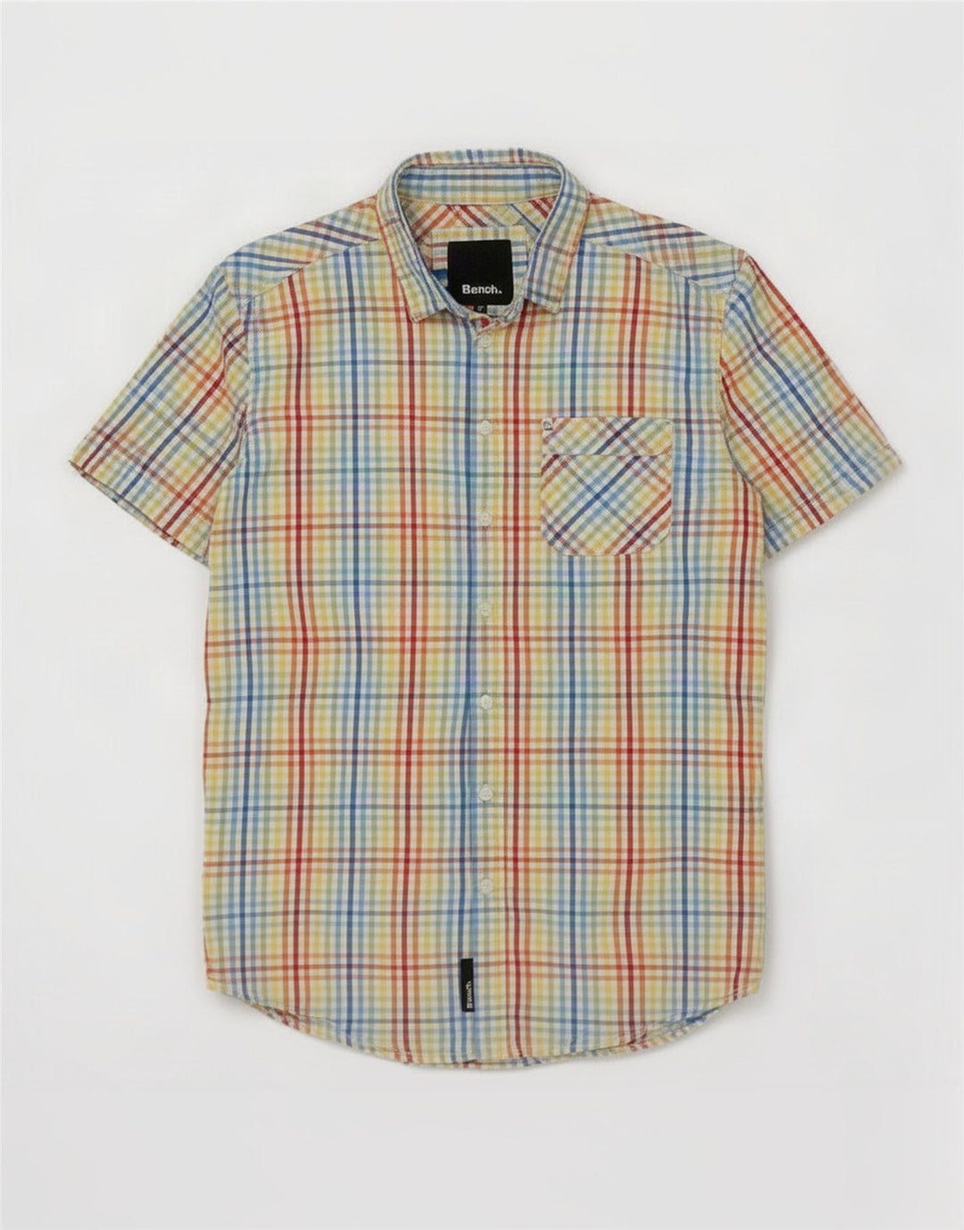 Camicia a maniche corte da uomo Bench in cotone a quadri grandi multicolori