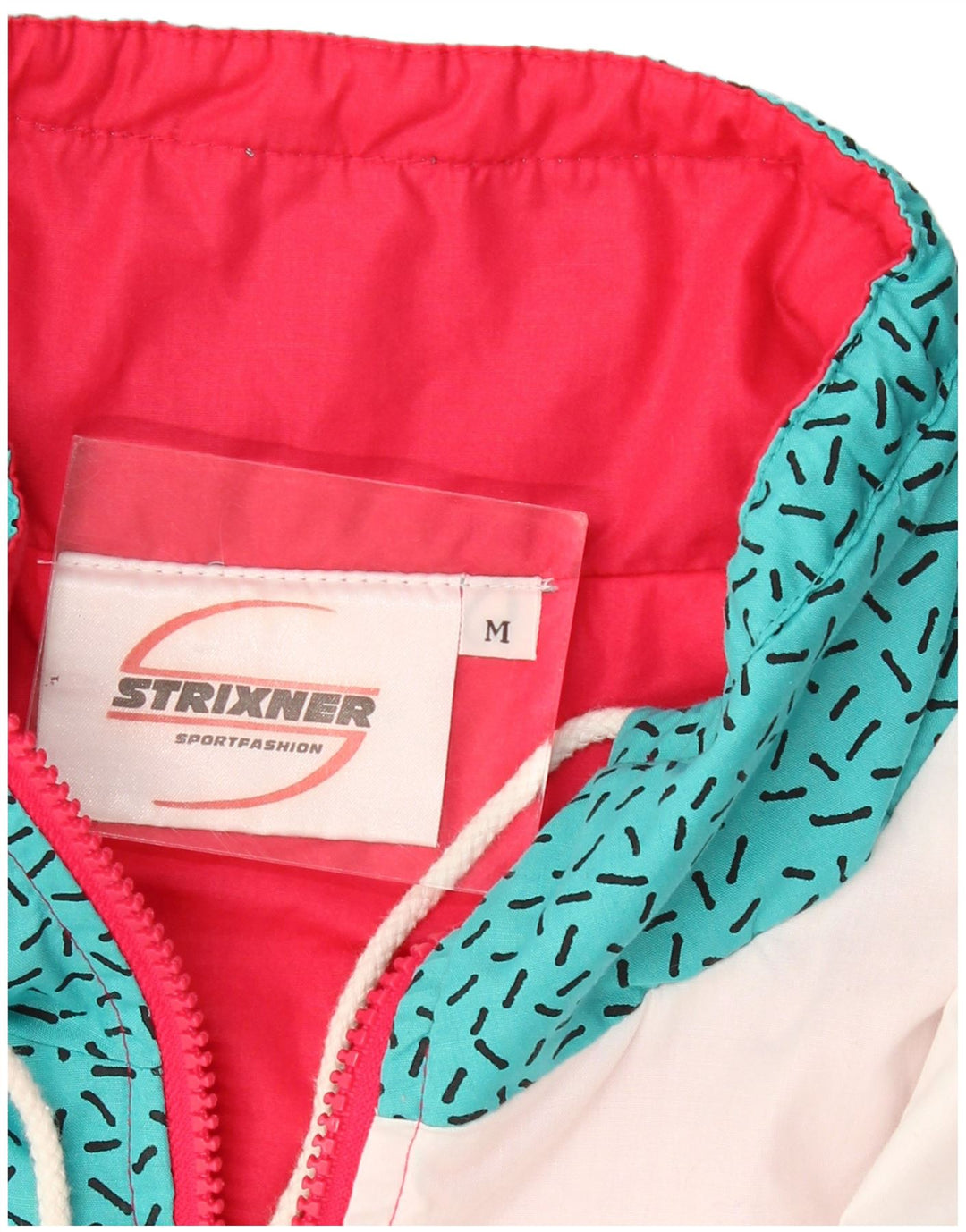 Giacca a vento vintage da uomo UK 38 Poliestere color block bianco medio