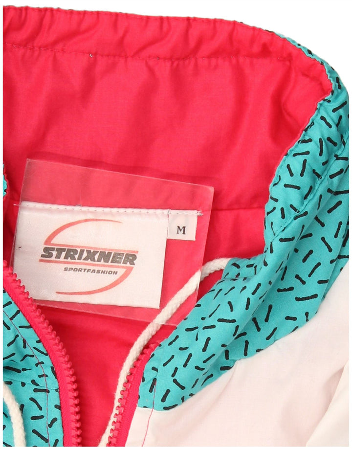 Giacca a vento vintage da uomo UK 38 Poliestere color block bianco medio