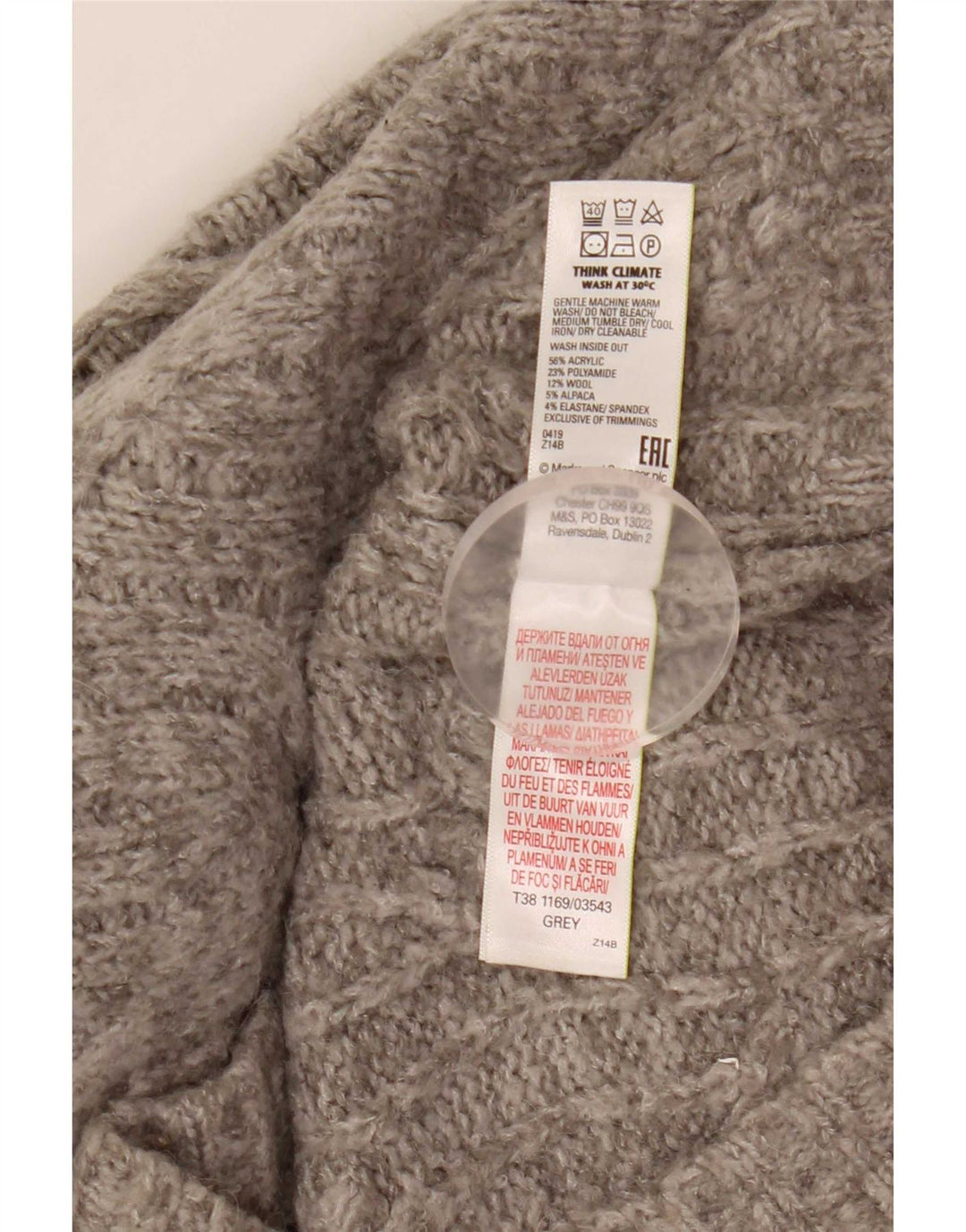 Maglione maglione oversize da donna Marks & Spencer con collo alto UK 14 Grigio medio