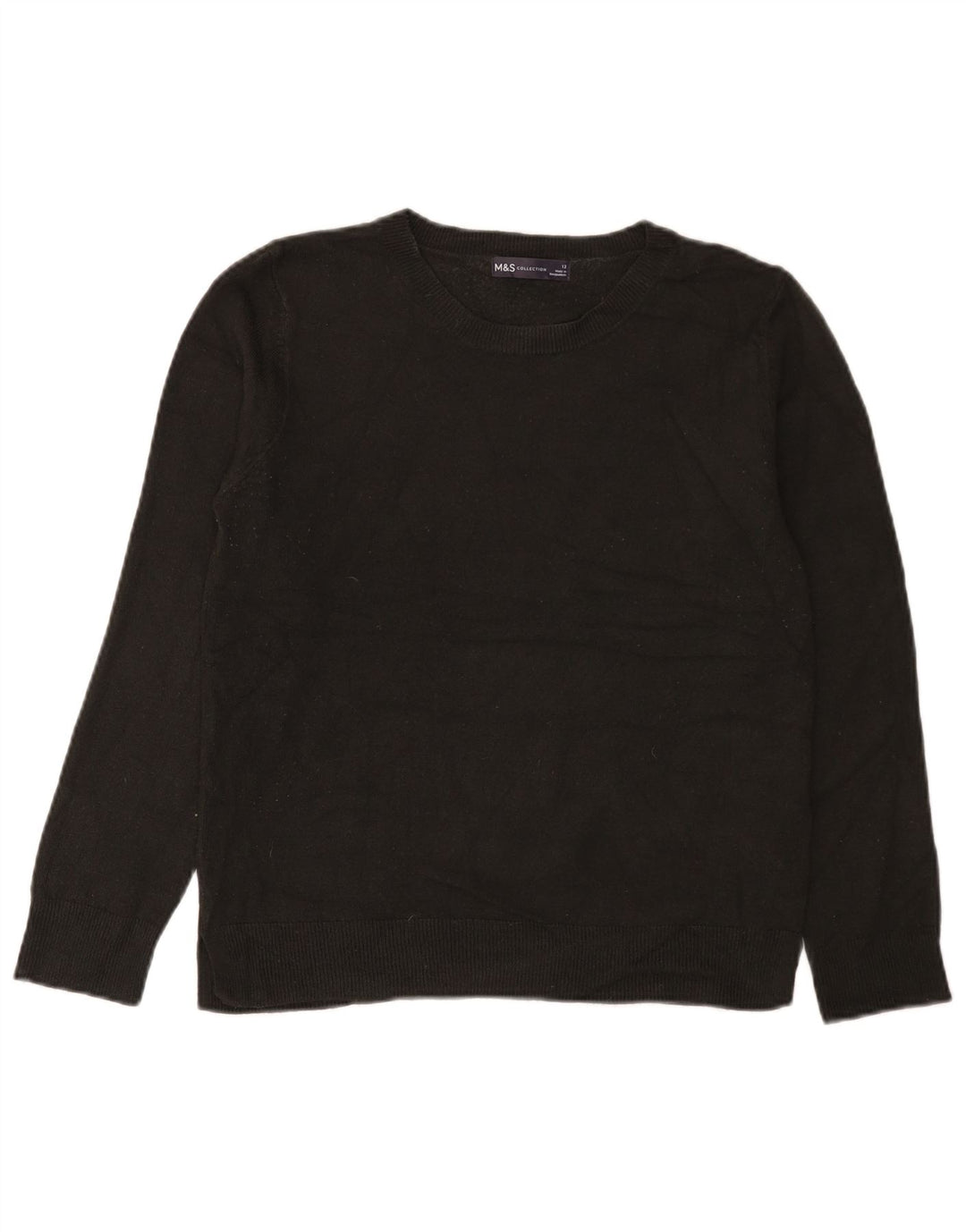 Maglione maglione girocollo da donna Marks & Spencer UK 12 medio acrilico nero