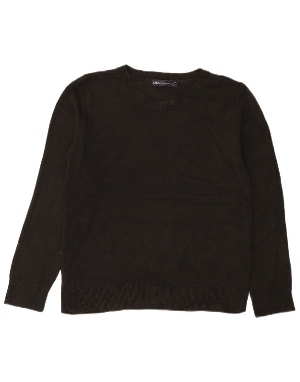 Maglione maglione girocollo da donna Marks & Spencer UK 12 medio acrilico nero