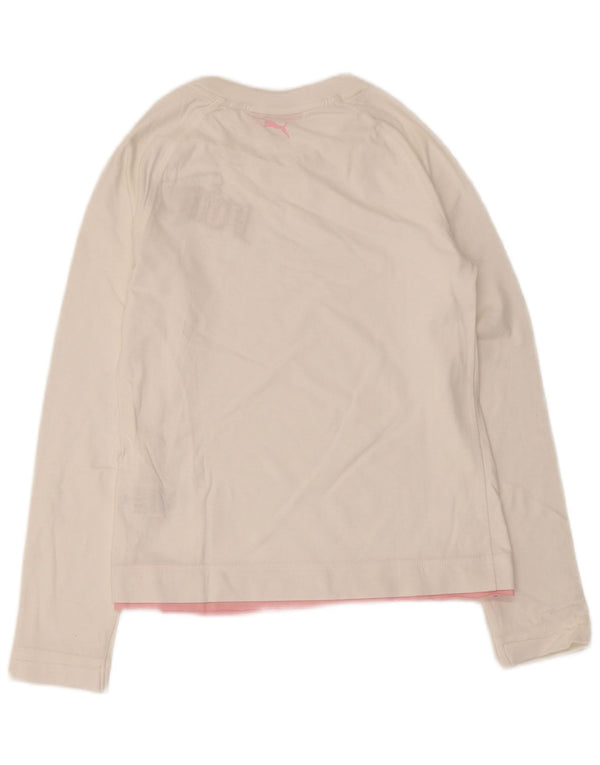 Maglia grafica da bambina Puma manica lunga 13-14 anni in cotone bianco