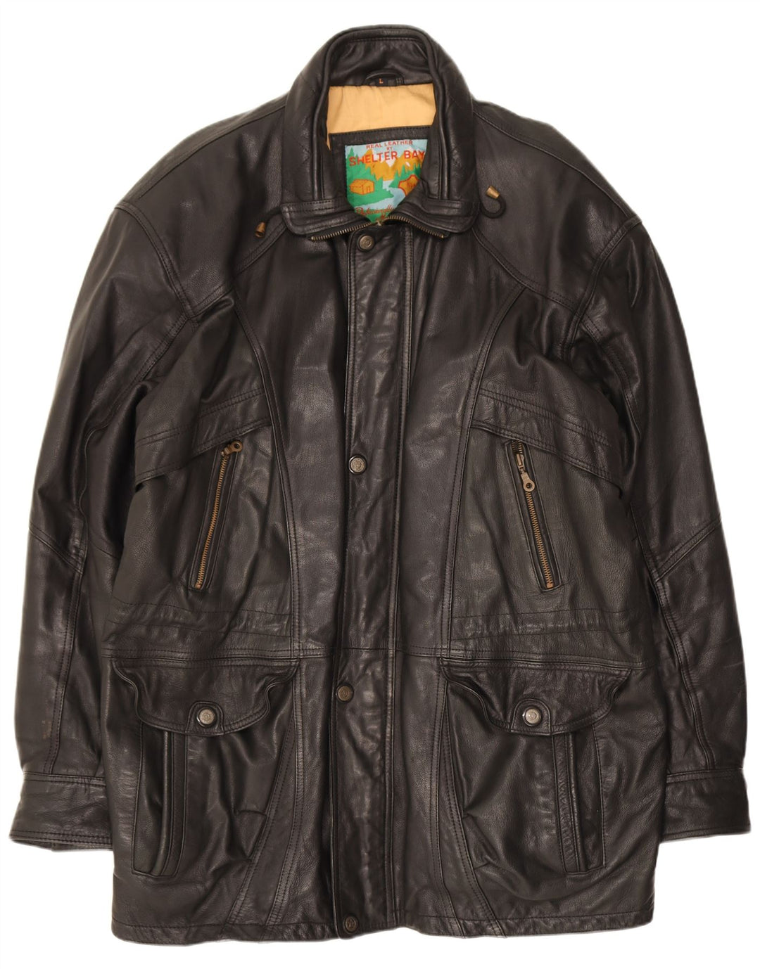 Cappotto in pelle da uomo Shelter Bay UK 40 grande nero
