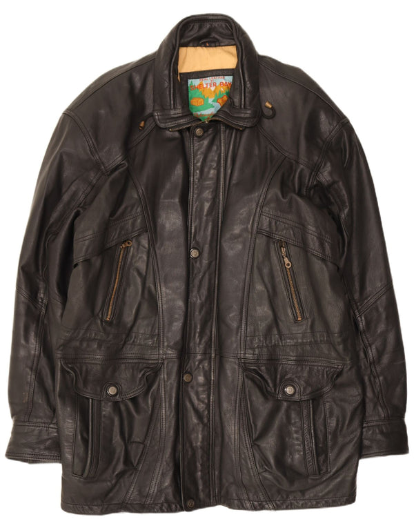 Cappotto in pelle da uomo Shelter Bay UK 40 grande nero