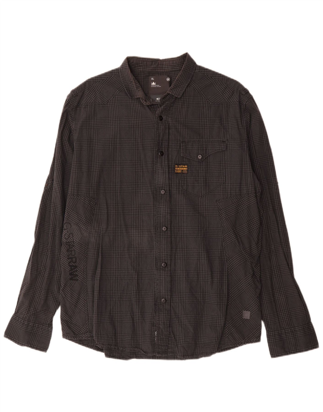 Camicia grafica da uomo G-Star XL in cotone a quadretti grigio