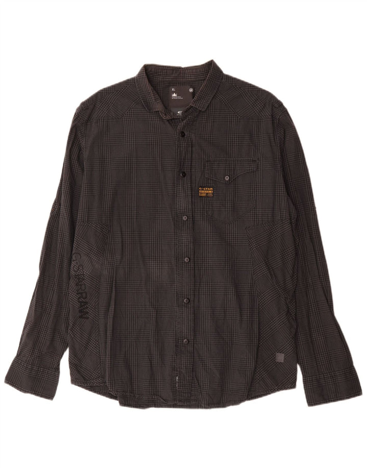 Camicia grafica da uomo G-Star XL in cotone a quadretti grigio