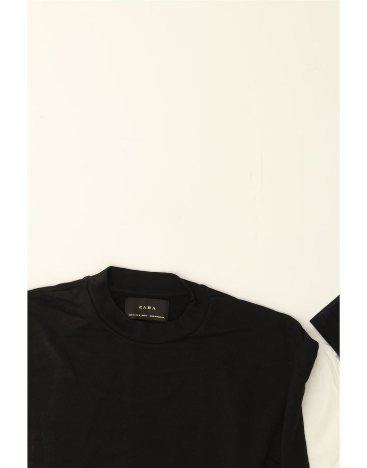ZARA Mens Sweatshirt Jumper Medium Black Colourblock Cotton Vintage Zara and Second-Hand Zara from Messina Hembry 
