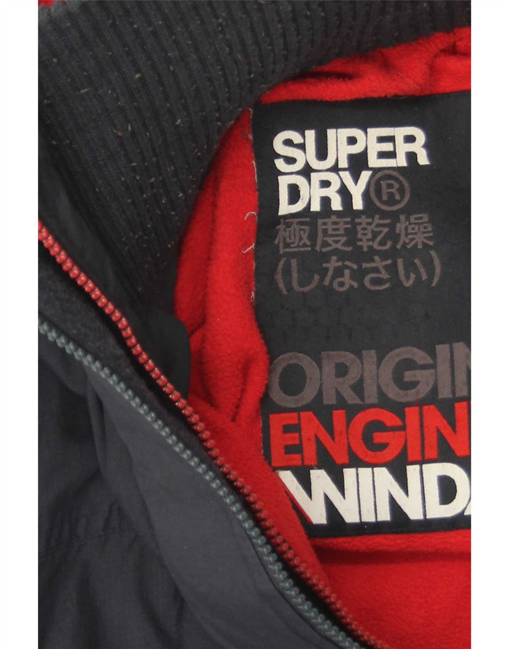Giacca a vento con cappuccio da uomo Superdry UK 40 Large in poliestere blu navy