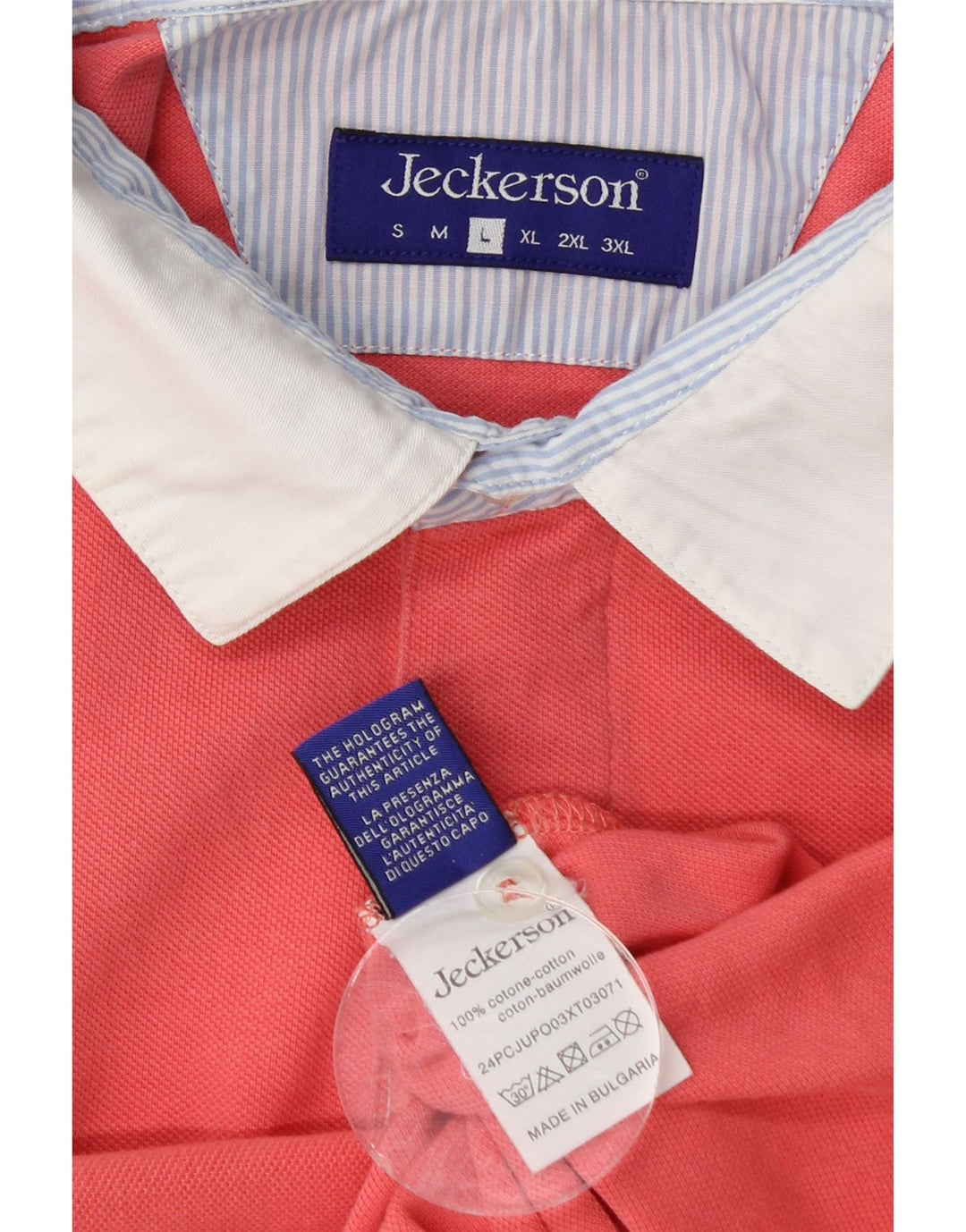 JECKERSON Polo grafica da uomo grande in cotone rosa