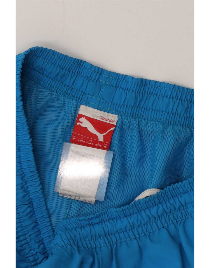 Pantaloncini sportivi grafici da uomo Puma in poliestere blu medio