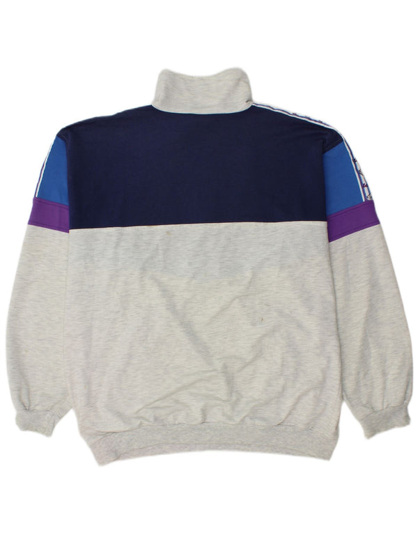 LOTTO Felpa da uomo con collo con zip grafica Maglione grande grigio color block