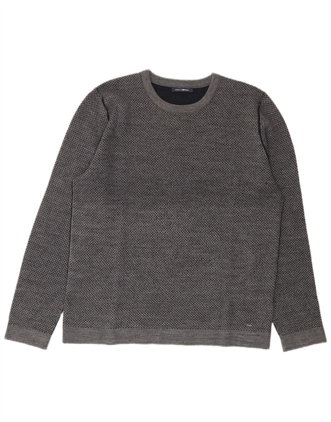 Maglione maglione girocollo da uomo Gas XL in lana screziata grigia