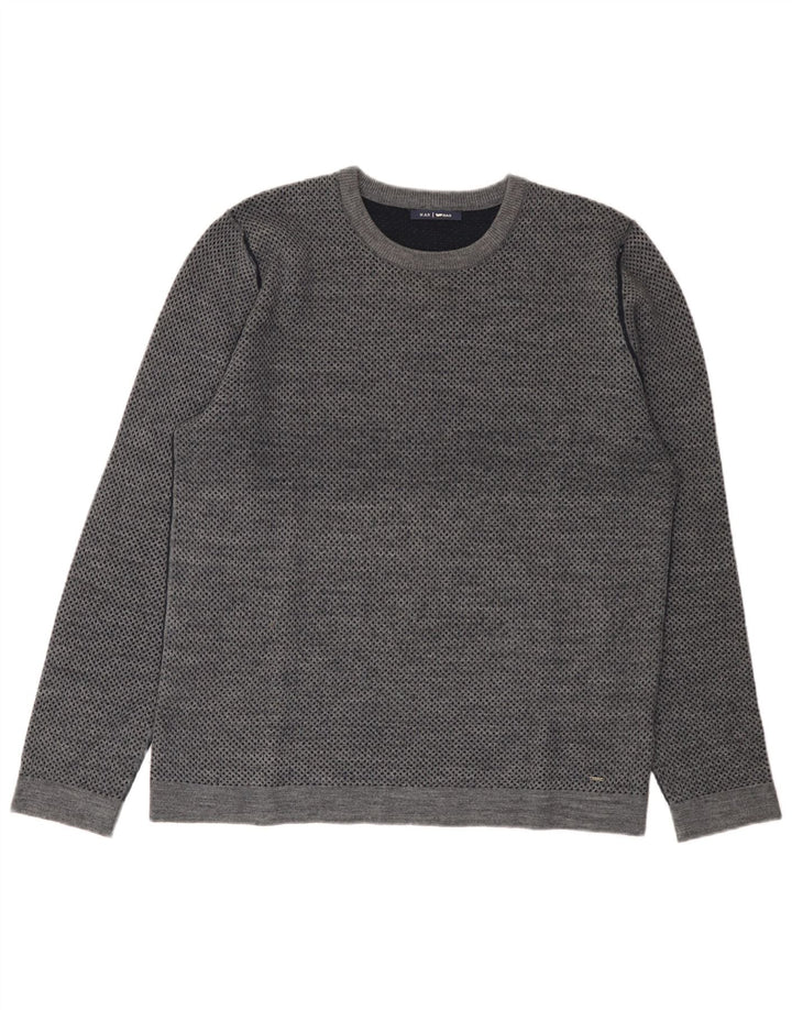 Maglione maglione girocollo da uomo Gas XL in lana screziata grigia