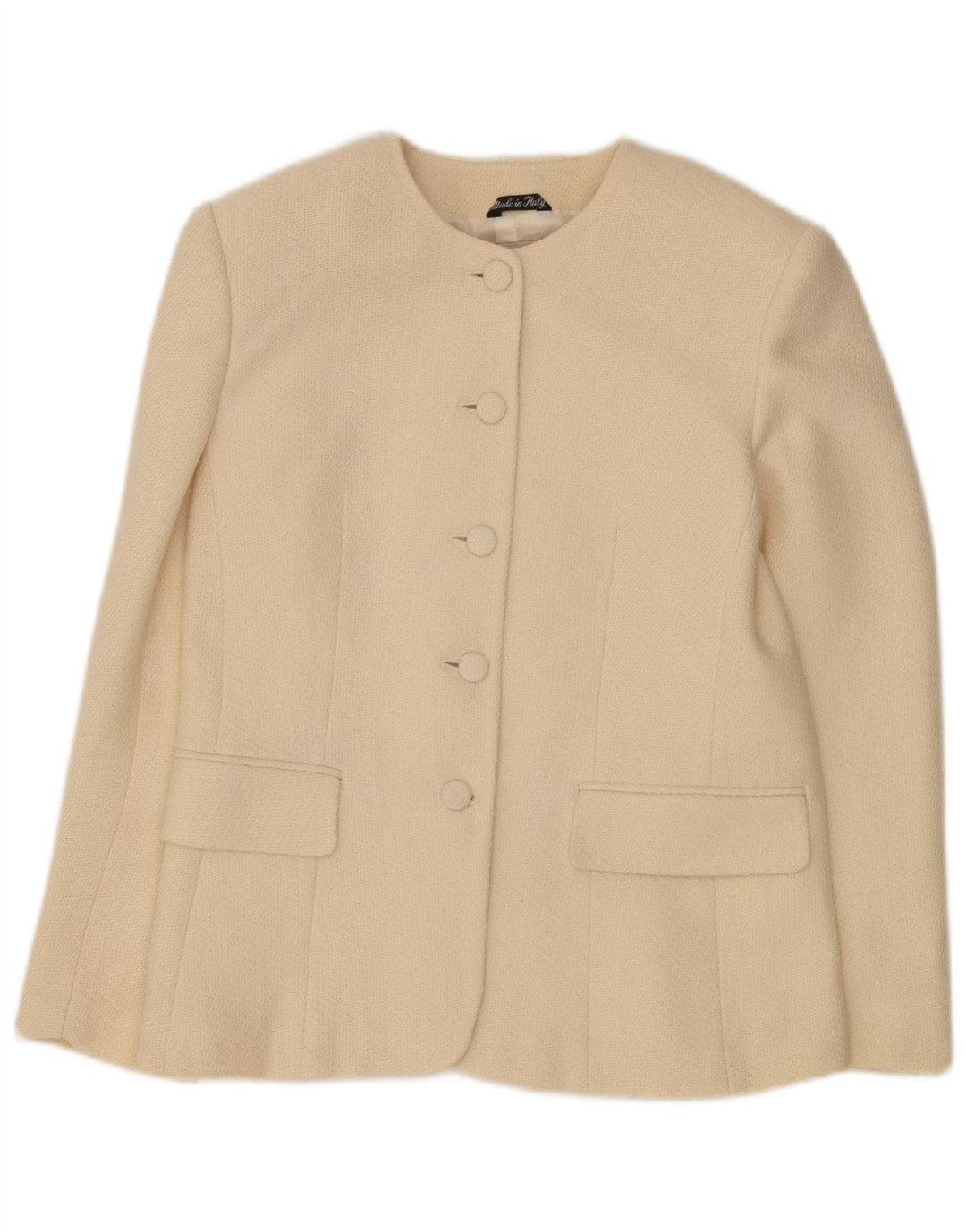Set gonna da donna in 2 pezzi a 5 bottoni da donna di Andrea IT 46 grande W28 lana beige